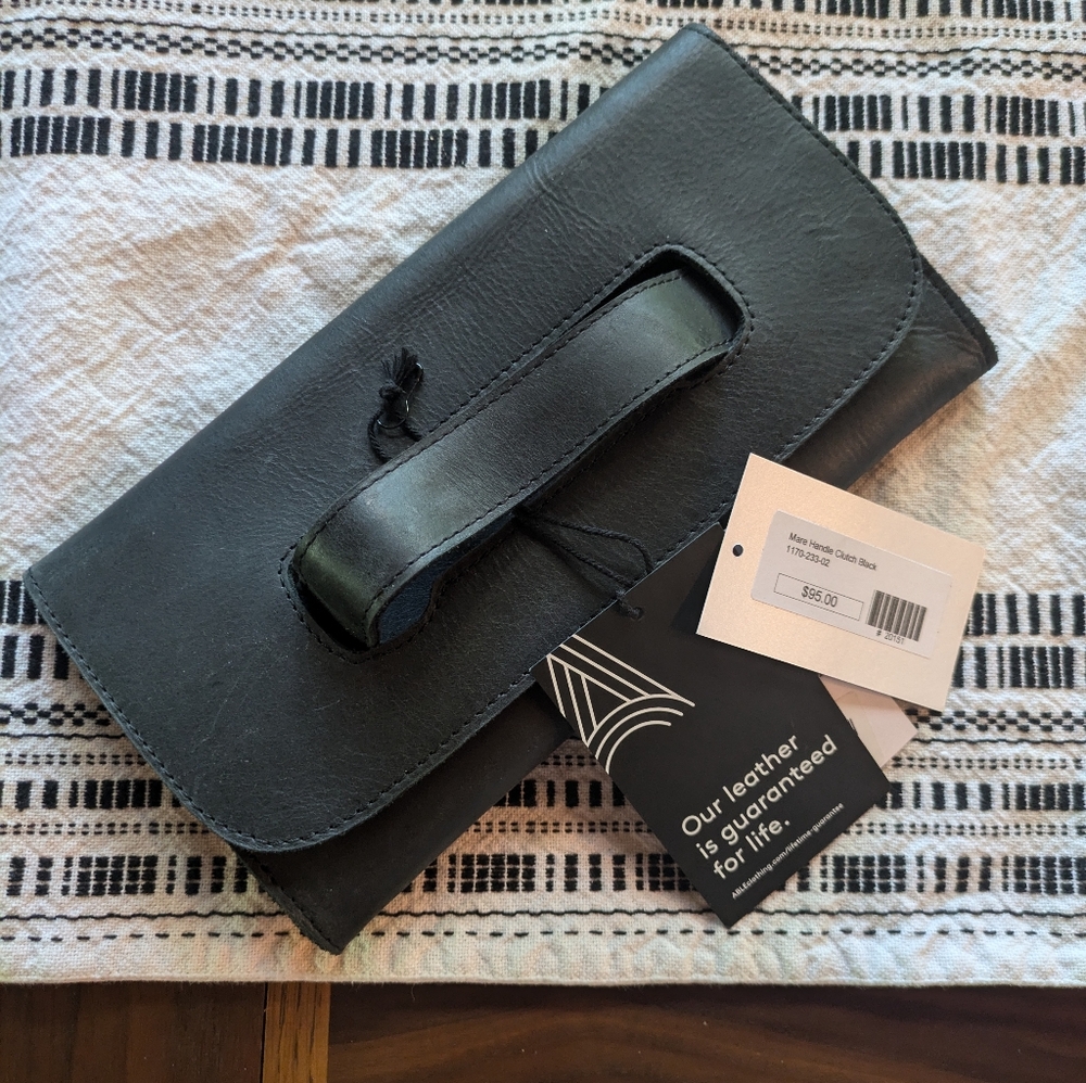 Able leather clutch purse black NWT